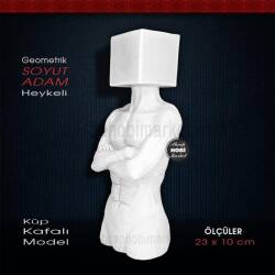 Geometrik Adam Biblo Heykeli Polyester (23x10cm) Küp Kafalı Model - Tual Hobi Sanat