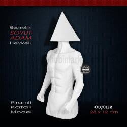 Geometrik Adam Biblo Heykeli Polyester (23x12cm) Piramit Kafalı Model - Tual Hobi Sanat