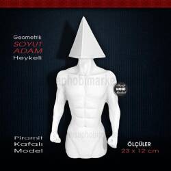 Geometrik Adam Biblo Heykeli Polyester (23x12cm) Piramit Kafalı Model - Tual Hobi Sanat (1)