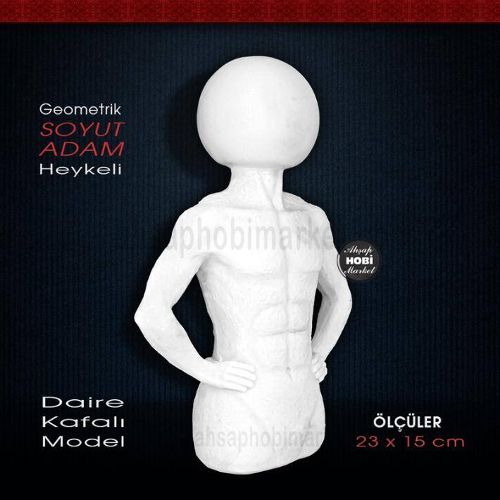 Geometrik Adam Biblo Heykeli Polyester (23x15cm) Daire Kafalı Model - 1