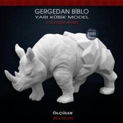 Gergedan Biblo Yarı Kübik (20x10 cm) Ham Polyester - Tual Hobi Sanat