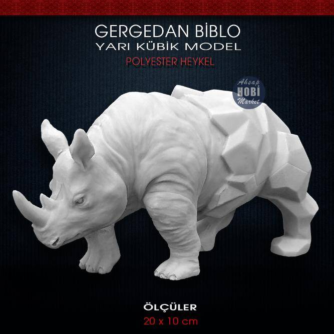 Gergedan Biblo Yarı Kübik (20x10 cm) Ham Polyester - 1