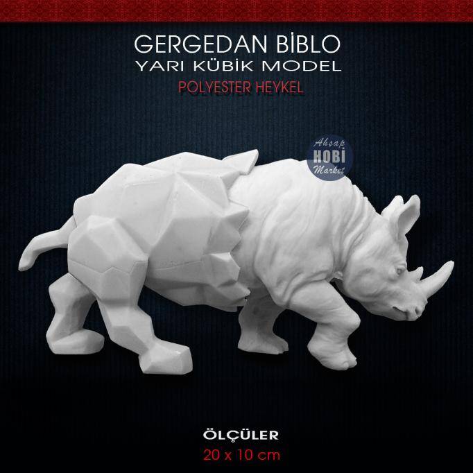Gergedan Biblo Yarı Kübik (20x10 cm) Ham Polyester - 2