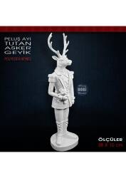 Geyik Asker Biblo Peluş Ayı Tutan (38x10 cm) Ham Polyester - Tual Hobi Sanat