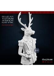 Geyik Asker Biblo Peluş Ayı Tutan (38x10 cm) Ham Polyester - 3