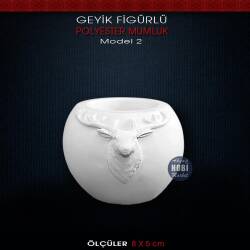 Geyik Desenli Şamdan Mumluk (8x5 cm) Ham Polyester - Tual Hobi Sanat