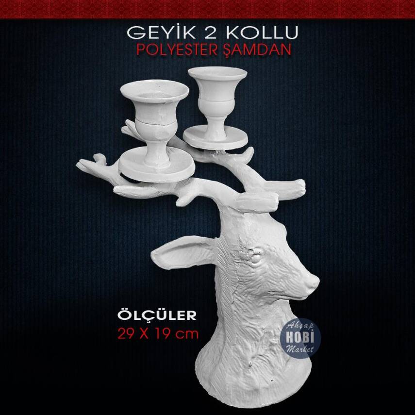 Geyik Şamdan Mumluk (22x20 cm) Ham Polyester - 1