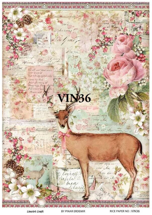 Geyik ve Çiçek Desenli Pirinç Dekopaj Model : VIN36 - 1