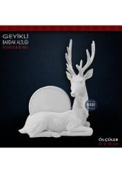 Geyikli Bardak Altlığı (21x18cm) Ham Polyester - Tual Hobi Sanat