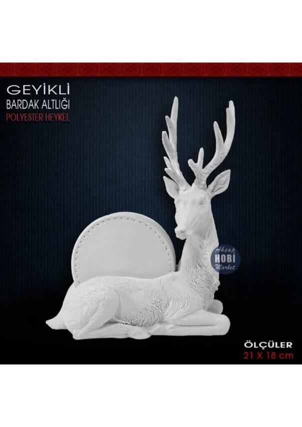 Geyikli Bardak Altlığı (21x18cm) Ham Polyester - 1