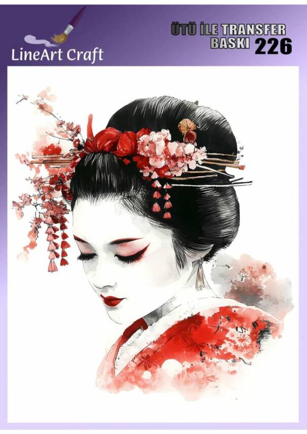 Geyşa Kadın Desenli Kumaş Transfer Kağıdı LNT-K226 (20x20 cm) - 1