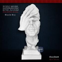 Görmedim Adam Maske Heykeli Büyük (32x13cm) Ham Polyester - Tual Hobi Sanat
