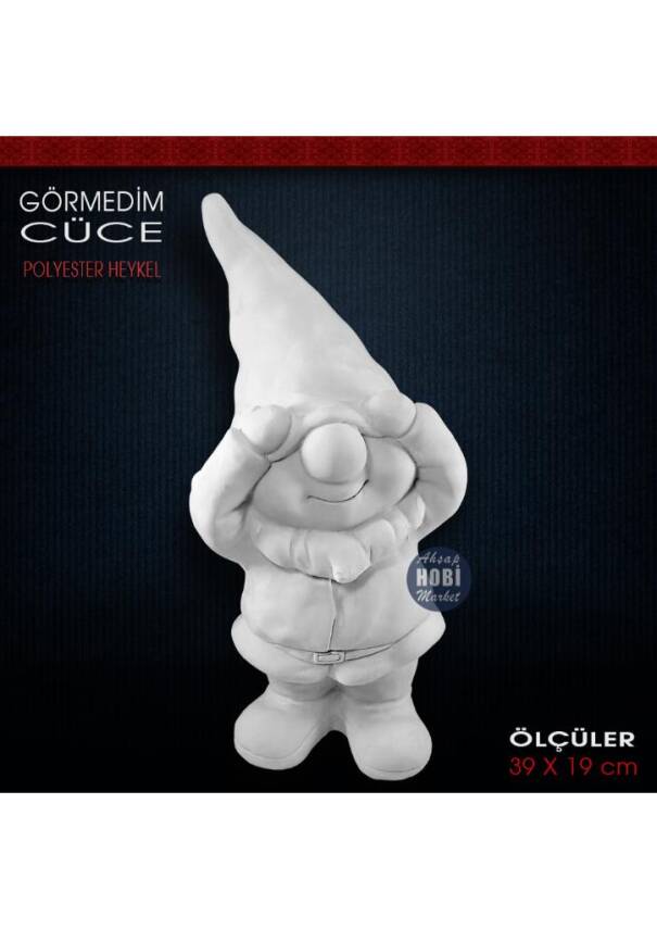 Görmedim Cüce Heykeli (39x19 cm) Ham Polyester - 1