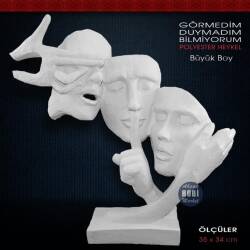 Görmedim Duymadım Bilmiyorum Heykel Büyük (35x34 cm) - Tual Hobi Sanat