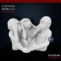 Görmedim Duymadım Bilmiyorum Maymunlar (12x9 cm) - Tual Hobi Sanat