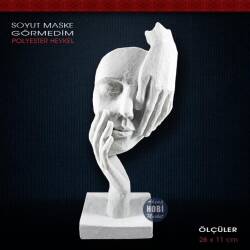 Görmedim Tekli Maske Heykeli (26x11cm) Ham Polyester - Tual Hobi Sanat