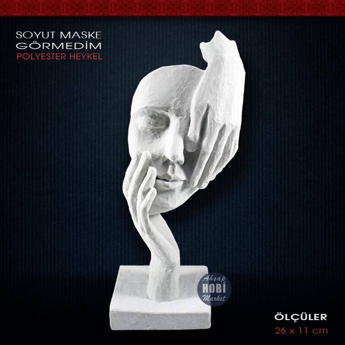 Görmedim Tekli Maske Heykeli (26x11cm) Ham Polyester - 1