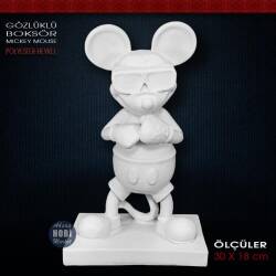 Gözlüklü Boksör Mickey Biblo (30x18 cm) Ham Polyester - Tual Hobi Sanat