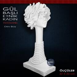 Gül Başlı Etnik Kadın Biblo Dev Boy (47x20 cm) Ham Polyester - Tual Hobi Sanat (1)