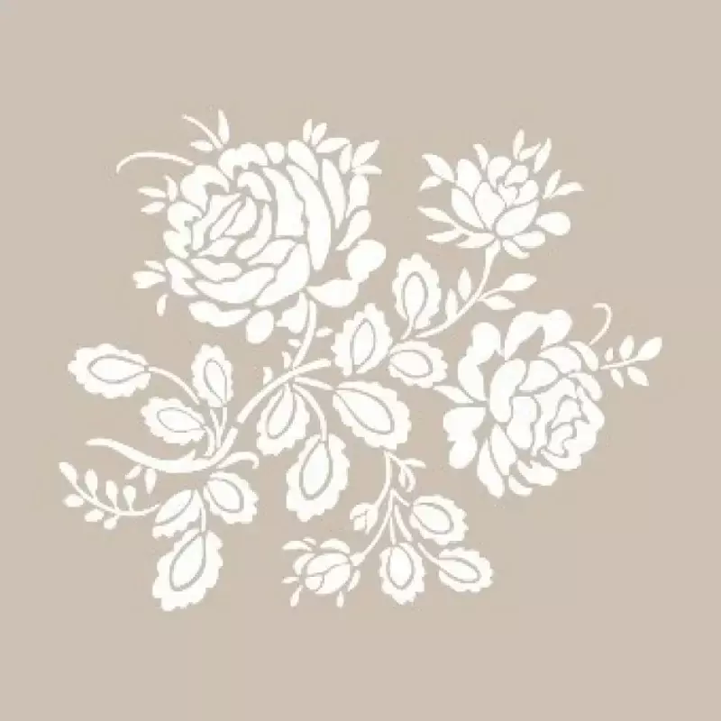 Gül Desenli Kare Stencil Şablon KA37 - 1