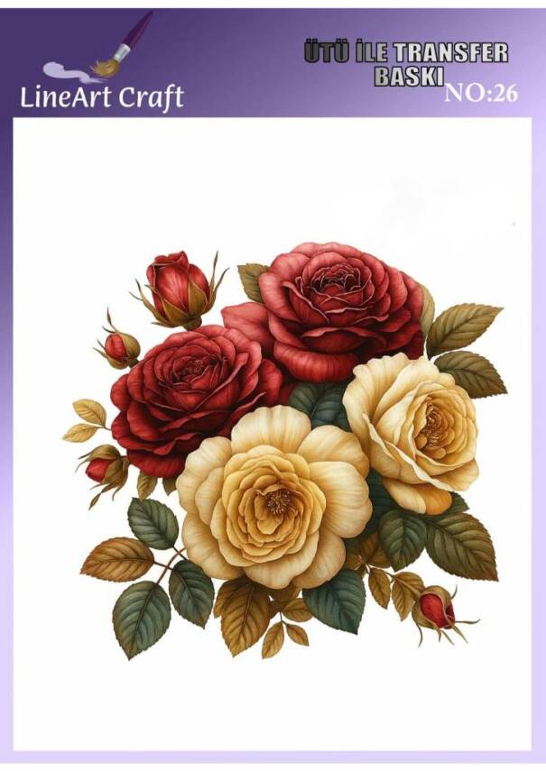 Gül Desenli Kumaş Transfer Kağıdı LNT-K026 (20x20 cm) - 1