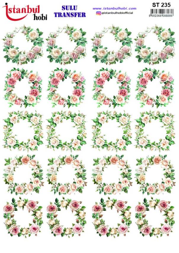 Gül Desenli Sulu Transfer Kağıdı STI-1235 - 1
