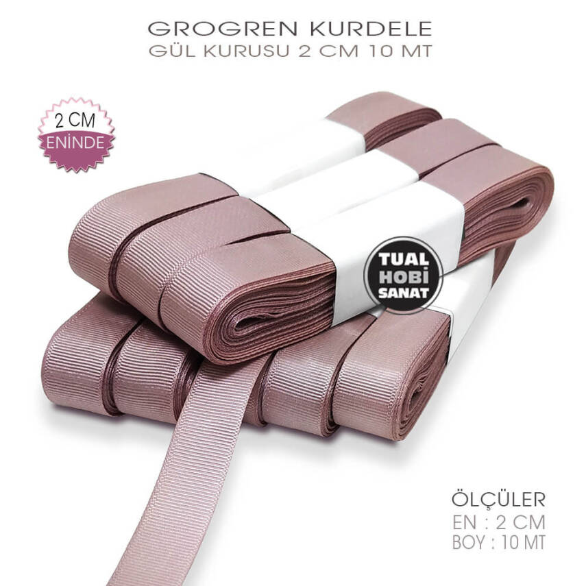 Gül Kurusu Grogren Kurdele (Genişlik 2 cm) 10 Metre - 1