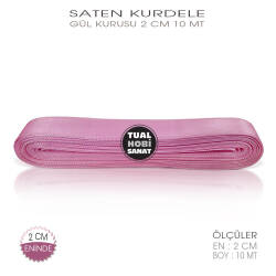 Gül Kurusu Renkli Saten Kurdele (Genişlik 2 cm) 10 Metre - Tual Hobi Sanat (1)