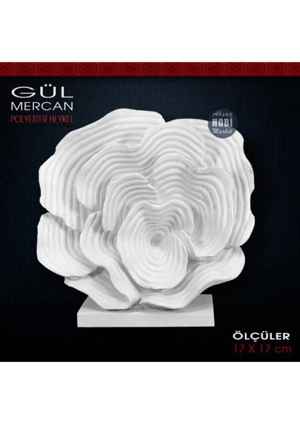 Gül Mercan Biblo Heykeli (17x17 cm) Ham Polyester - 1