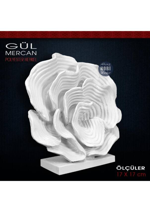 Gül Mercan Biblo Heykeli (17x17 cm) Ham Polyester - 2