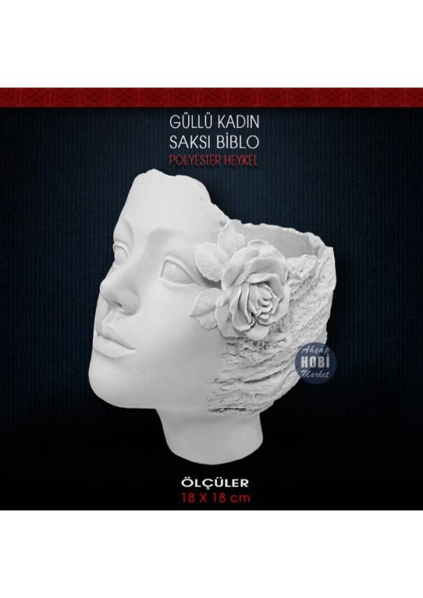 Güllü Kadın Saksı (18x18 cm) Ham Polyester - 1