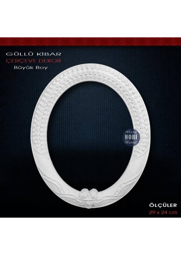 Güllü Kibar Çerçeve Büyük Boy (29X24cm) Ham Polyester - 1