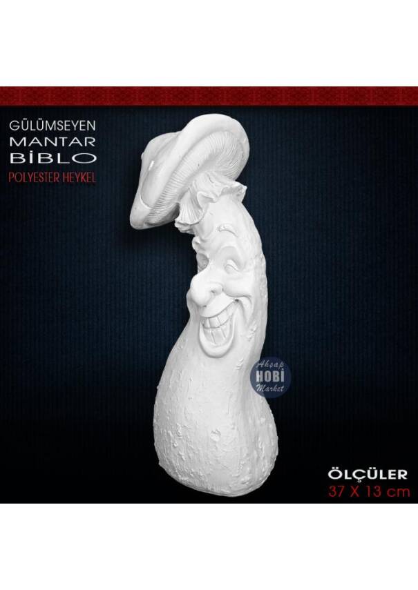 Gülümseyen Mantar Heykeli (37x13 cm) Ham Polyester - 1