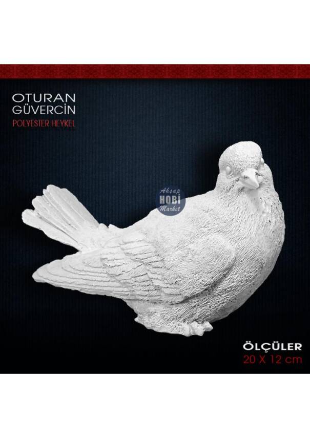 Güvercin Biblo Oturan (20x12 cm) Ham Polyester - 1