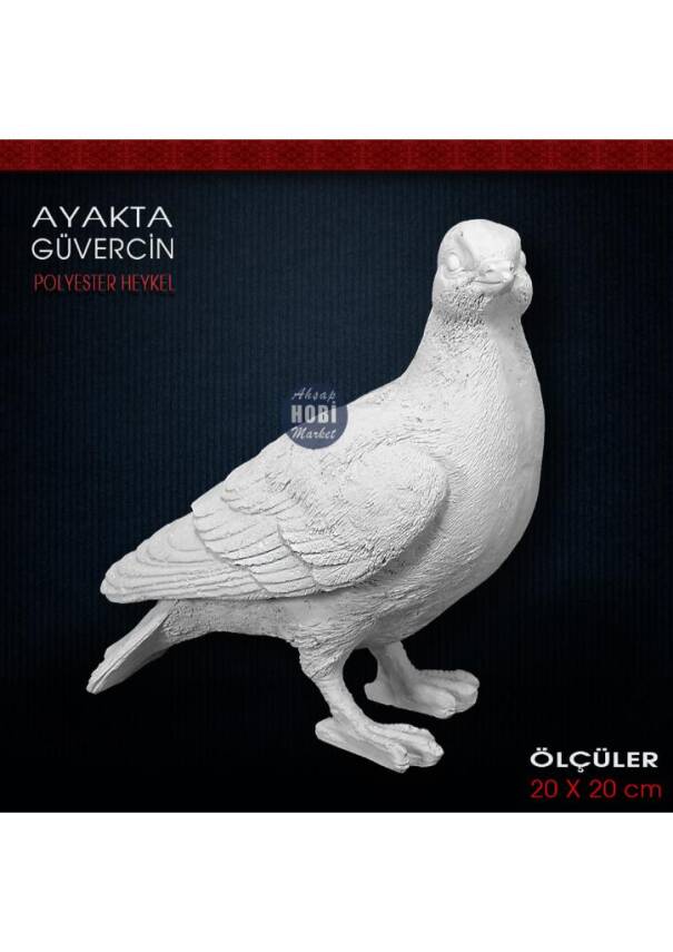 Güvercin Biblo Ayakta (20x20 cm) Ham Polyester - 1