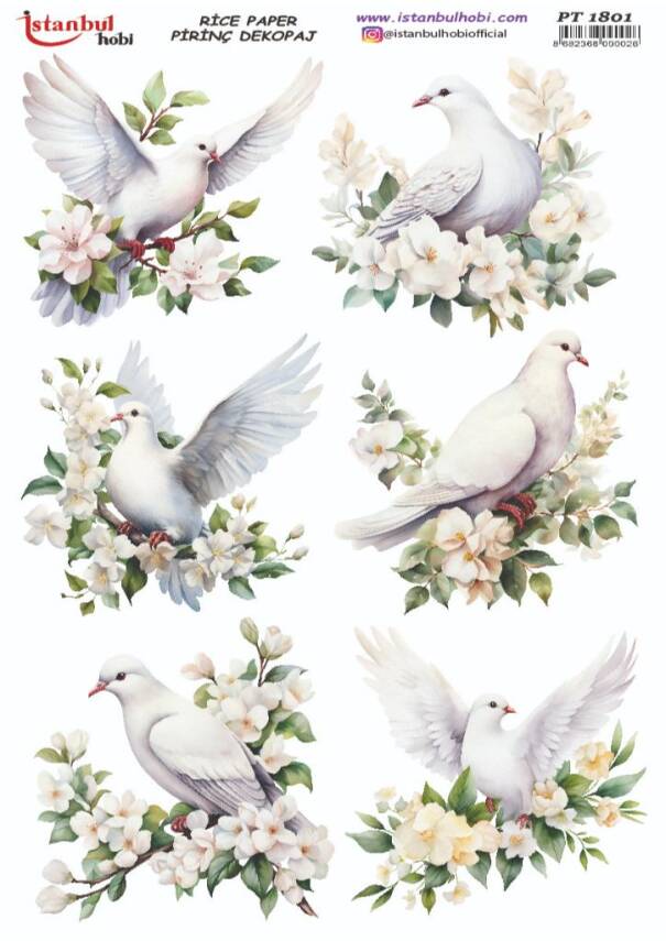 Güvercin Çiçek Desenli Pirinç Dekopaj Model : PT 1801 - 1