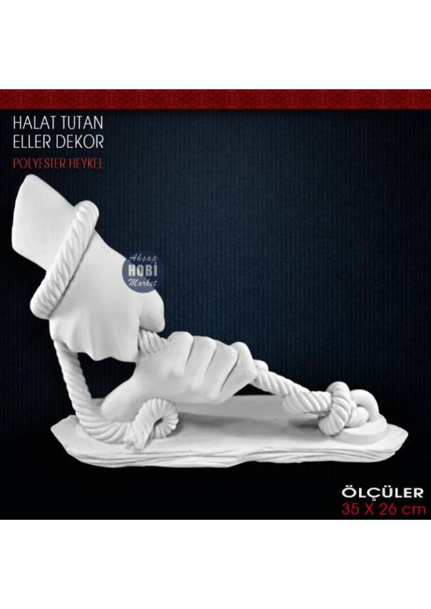 Halat Tutan Eller Heykeli (35x26 cm) Ham Polyester Dekor - 1