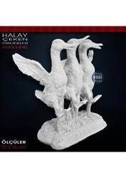 Halay Çeken Welcome Ördekler Heykeli (31x30 cm) Ham Polyester - Tual Hobi Sanat (1)