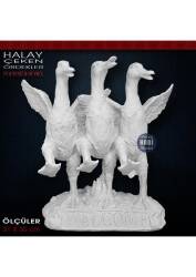 Halay Çeken Welcome Ördekler Heykeli (31x30 cm) Ham Polyester - Tual Hobi Sanat