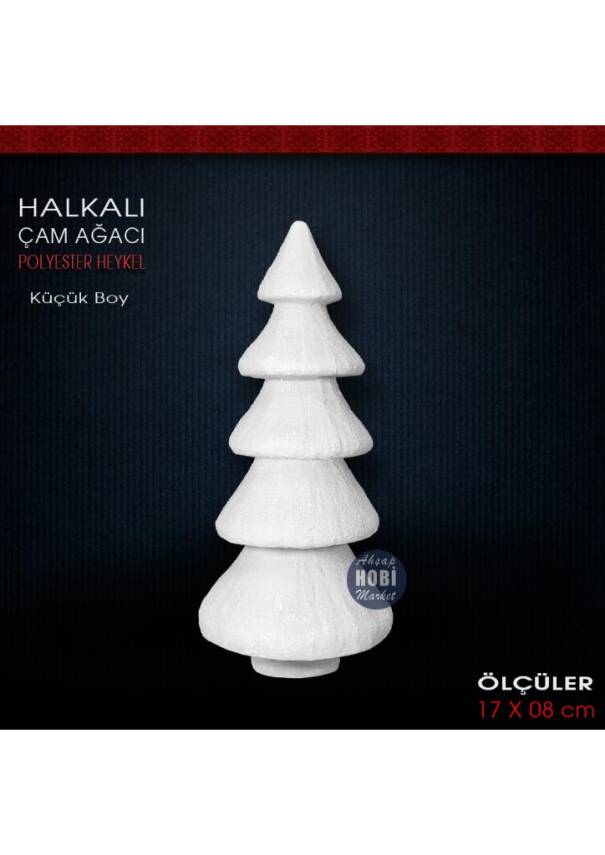 Halkalı Çam Ağacı Biblo Küçük (17x8 cm) Ham Polyester - 1