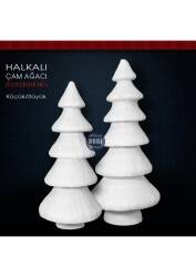 Halkalı Çam Ağacı Biblo Küçük (17x8 cm) Ham Polyester - Tual Hobi Sanat (1)