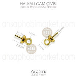 Halkalı Cam ve Epoksi Çivisi 50 Adet (2,5x7 mm) Parlak Gold - Tual Hobi Sanat (1)