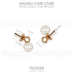 Halkalı Cam ve Epoksi Çivisi 50 Adet (2,5x7 mm) Rose Gold - Tual Hobi Sanat (1)