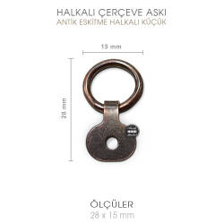 Halkalı Çerçeve Askısı Küçük (28x15 mm) Antik Eskitme - Tual Hobi Sanat (1)