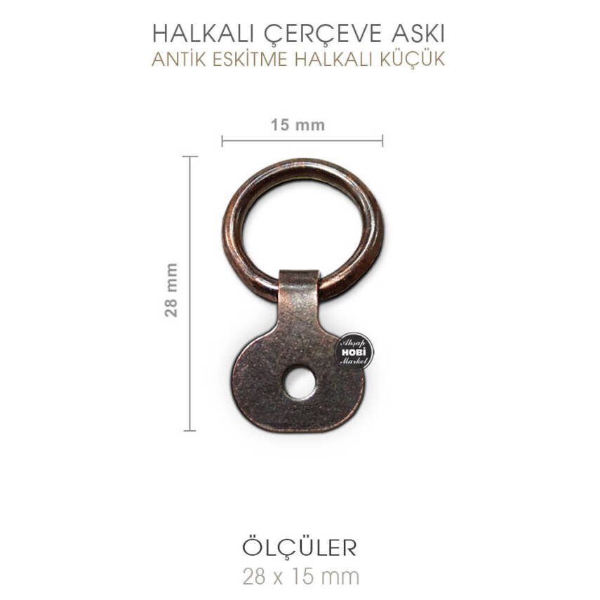 Halkalı Çerçeve Askısı Küçük (28x15 mm) Antik Eskitme - 2