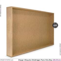 Ham Ahşap Derin Dikdörtgen Pano (28x20 cm) Orta Boy Boyutlu - Tual Hobi Sanat (1)