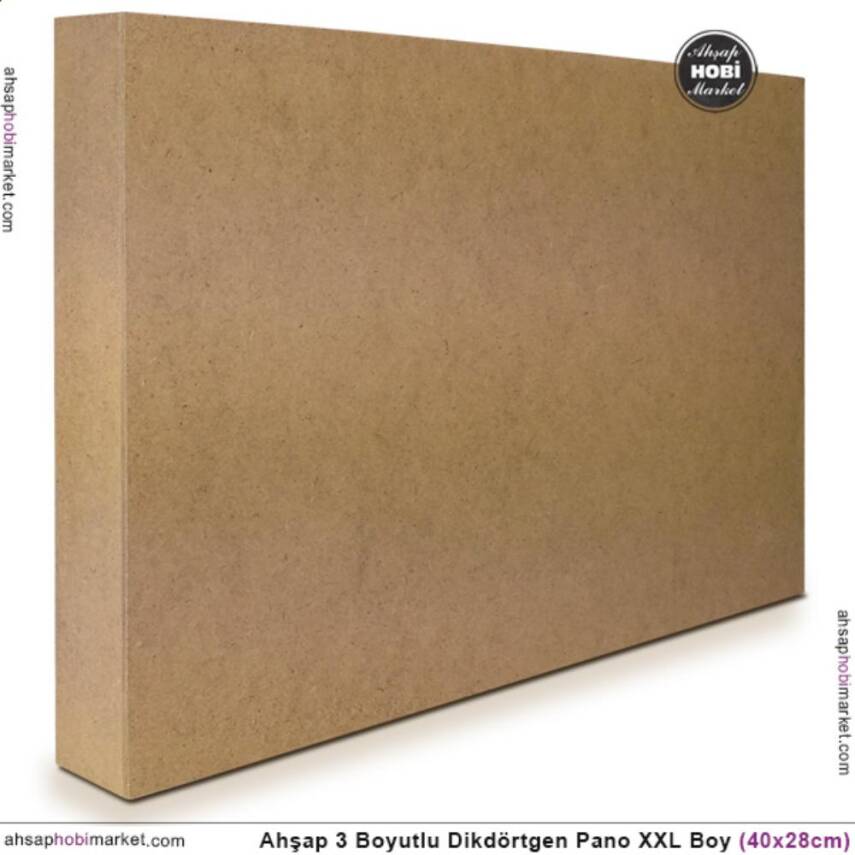 Ham Ahşap Derin Dikdörtgen Pano (40x28 cm) XXL Boy 3Boyutlu - 1
