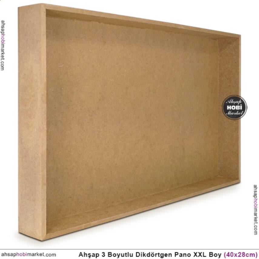 Ham Ahşap Derin Dikdörtgen Pano (40x28 cm) XXL Boy 3Boyutlu - 2