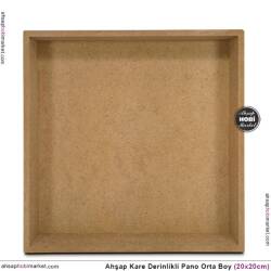 Ham Ahşap Derin Kare Pano (20x20 cm) Küçük 3 Boyutlu - Tual Hobi Sanat (1)