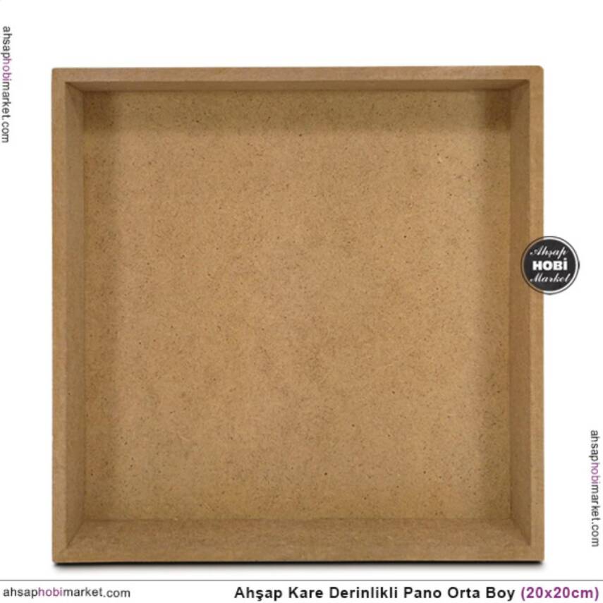 Ham Ahşap Derin Kare Pano (20x20 cm) Küçük 3 Boyutlu - 2